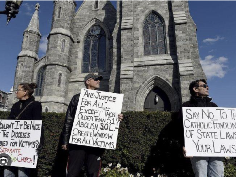 SNAP volunteers at an All Survivors' Day rally in Norwich in November 2019. (Sarah Gordon/The Day)