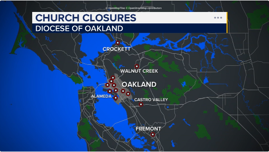 Diocese of Oakland announces closure of 13 East Bay churches