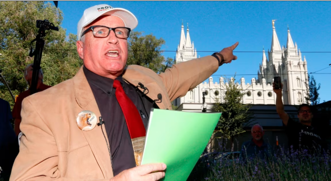 Sam Young speaks at a news conference in Salt Lake City. (AP Photo/Rick Bowmer)